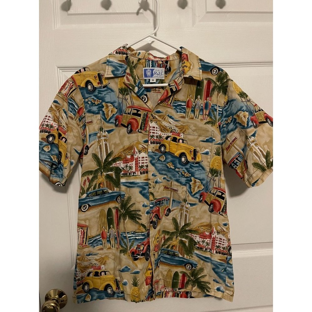 RJC Mens Hawaiian Shirt Vintage Cars Size Medium